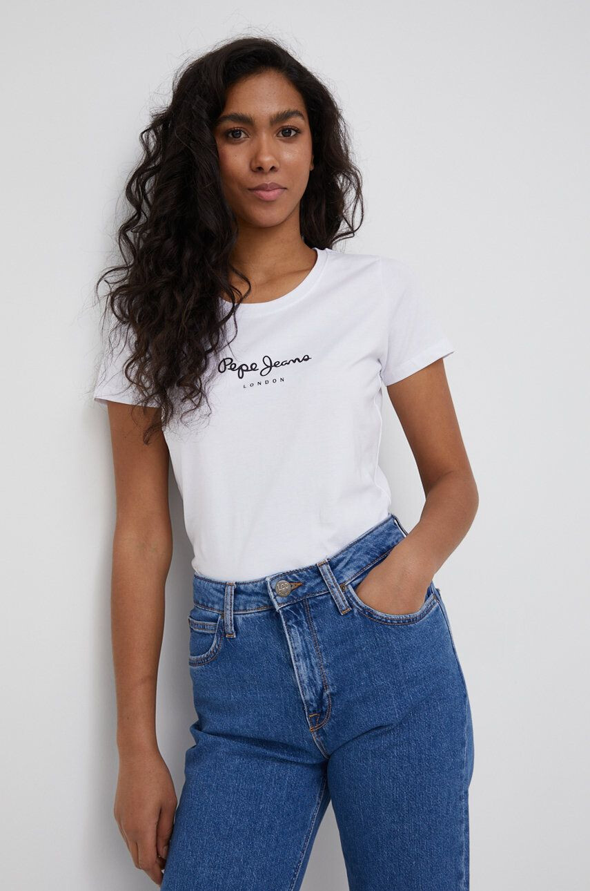 Pepe Jeans tricou New Virginia Ss N femei culoarea alb - Pled.ro