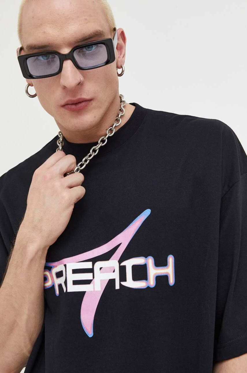 Preach tricou din bumbac culoarea negru cu imprimeu - Pled.ro