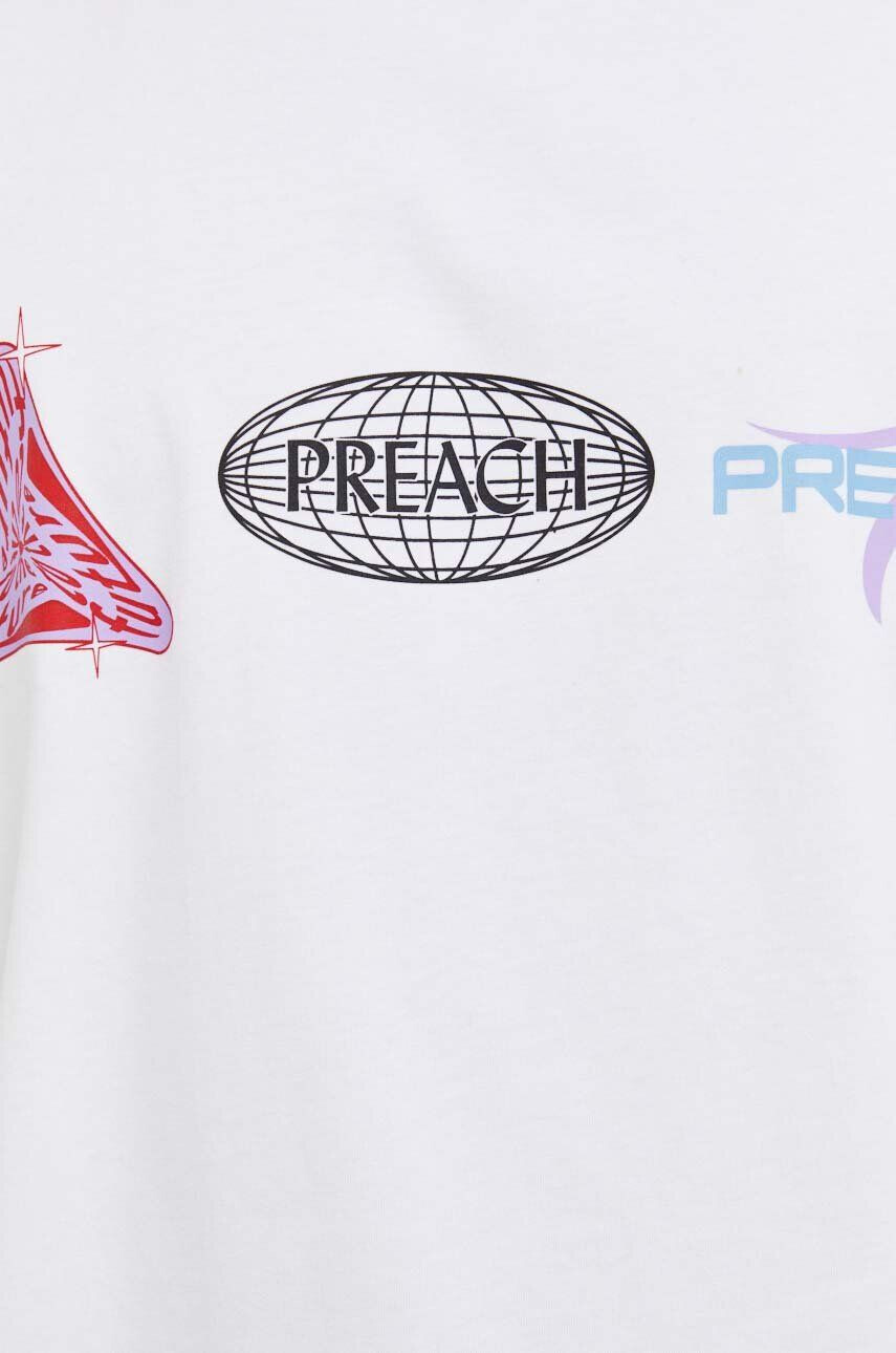 Preach tricou din bumbac culoarea alb cu imprimeu - Pled.ro