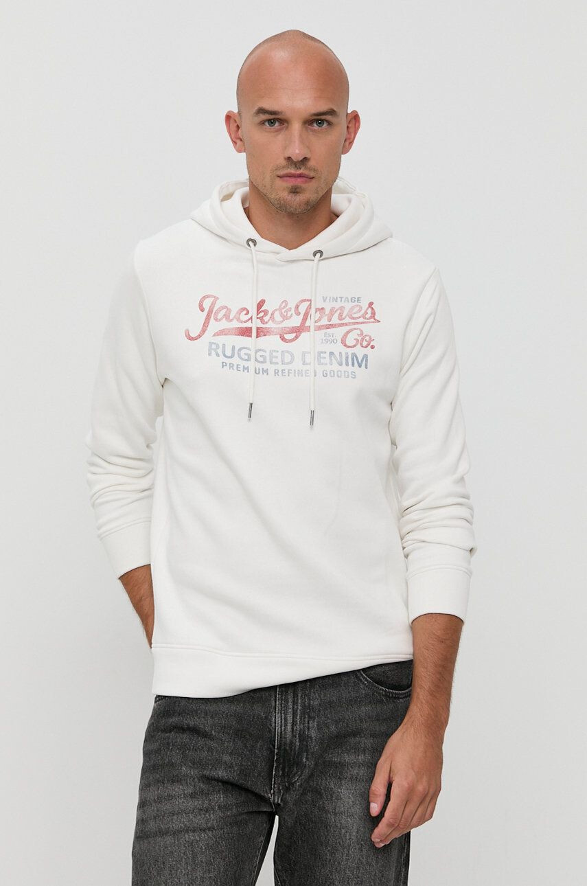 Premium by Jack&Jones Bluză bărbați culoarea alb cu imprimeu - Pled.ro