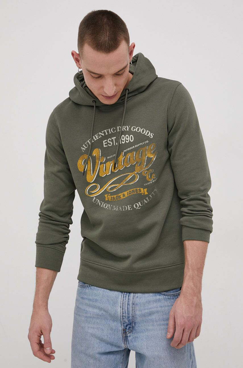 Premium by Jack&Jones Bluză bărbați culoarea verde cu imprimeu - Pled.ro