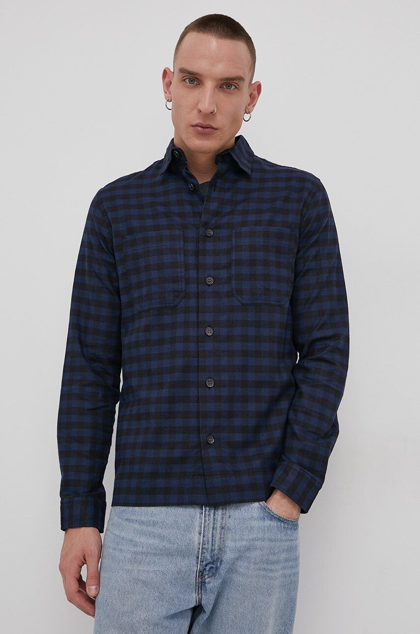 Premium by Jack&Jones Cămașă bărbați culoarea albastru marin cu guler clasic regular - Pled.ro