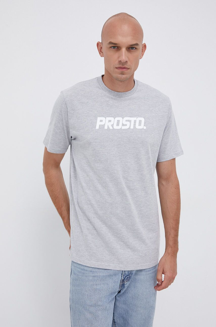 Prosto Tricou bărbați culoarea gri cu imprimeu - Pled.ro