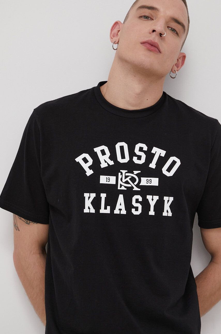 Prosto Tricou din bumbac culoarea negru cu imprimeu - Pled.ro