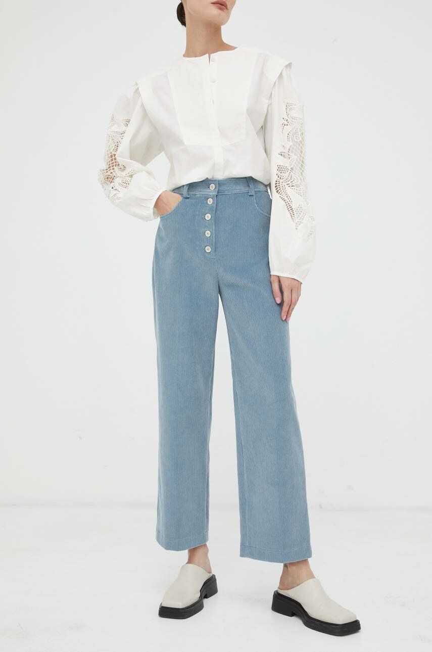 PS Paul Smith pantaloni de bumbac lat high waist - Pled.ro