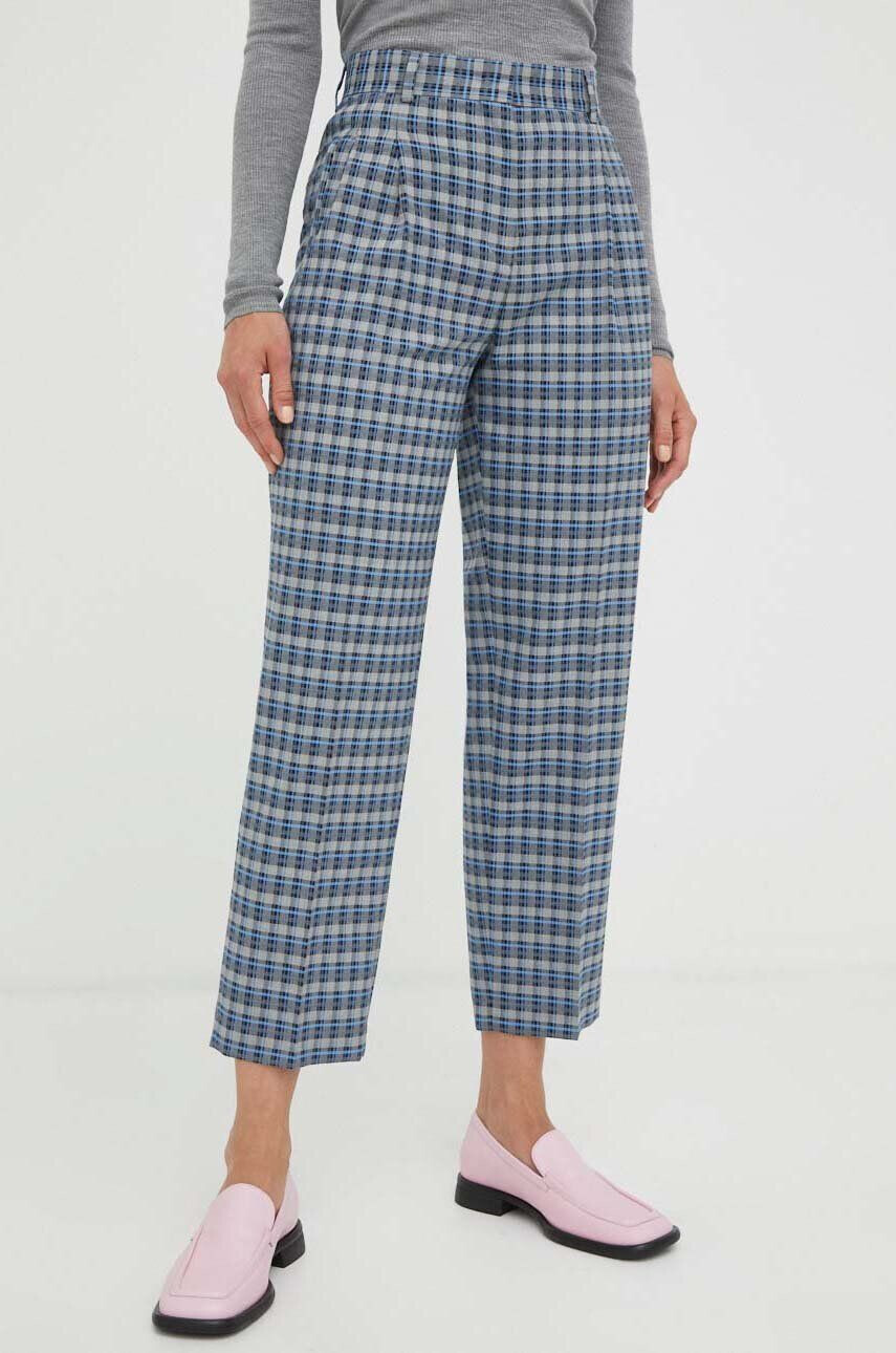 PS Paul Smith pantaloni de lana culoarea gri fason tigareta high waist - Pled.ro