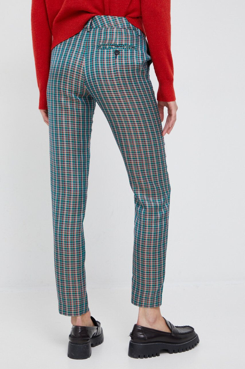 PS Paul Smith pantaloni din amestec de in femei culoarea verde fason chinos medium waist - Pled.ro