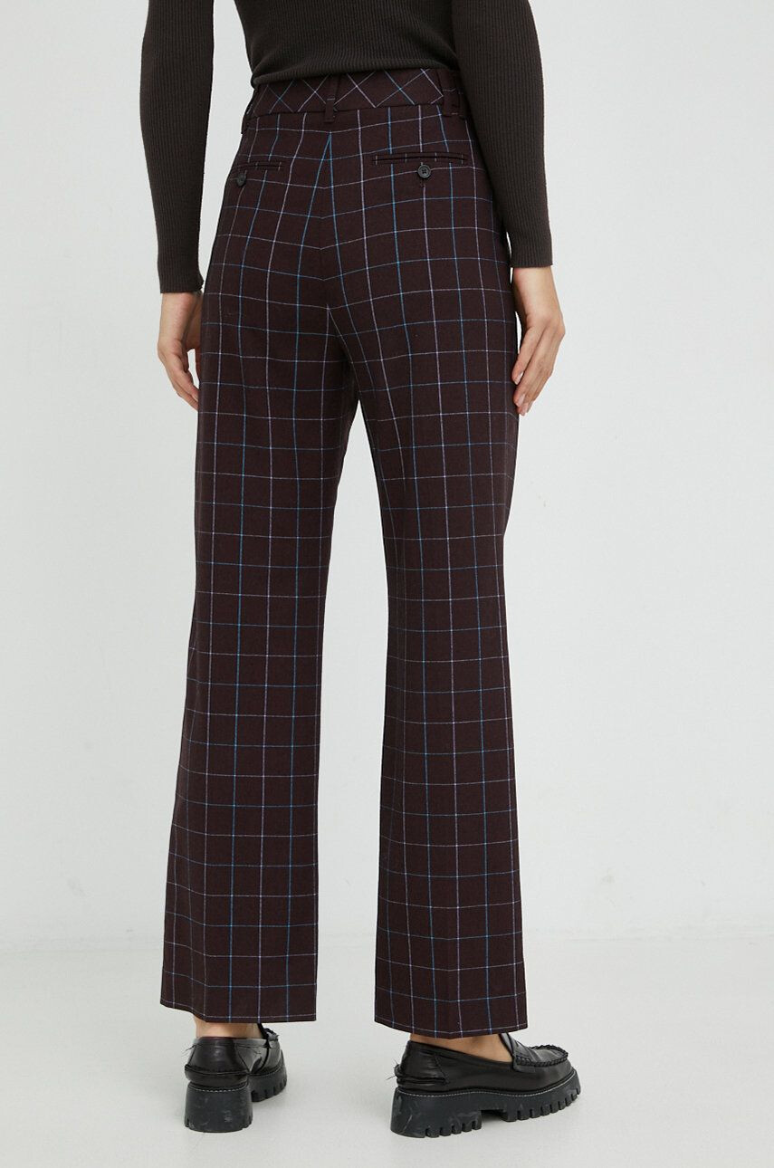 PS Paul Smith pantaloni din lana femei culoarea bordo lat high waist - Pled.ro