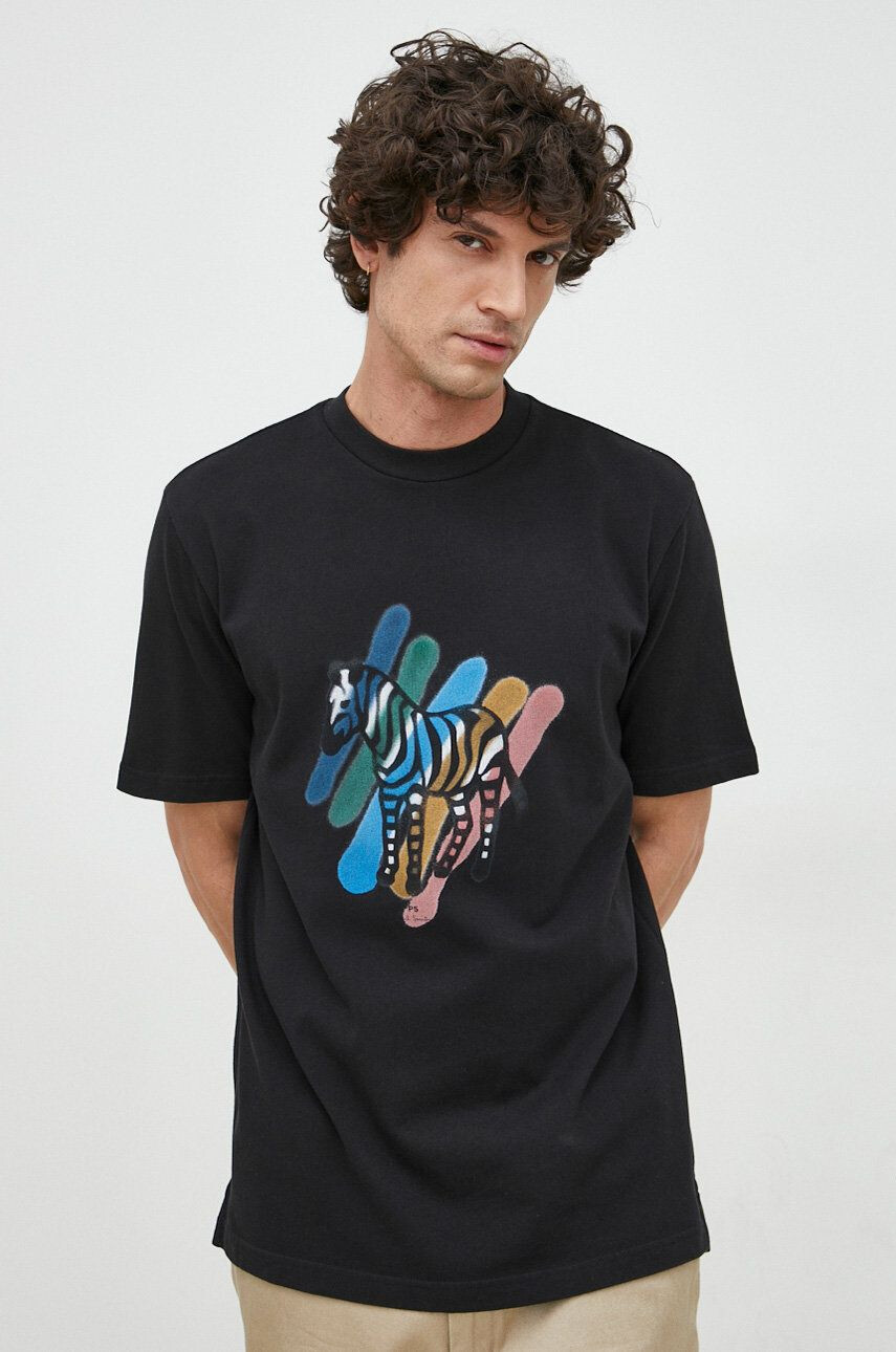 PS Paul Smith tricou din bumbac culoarea negru cu imprimeu - Pled.ro