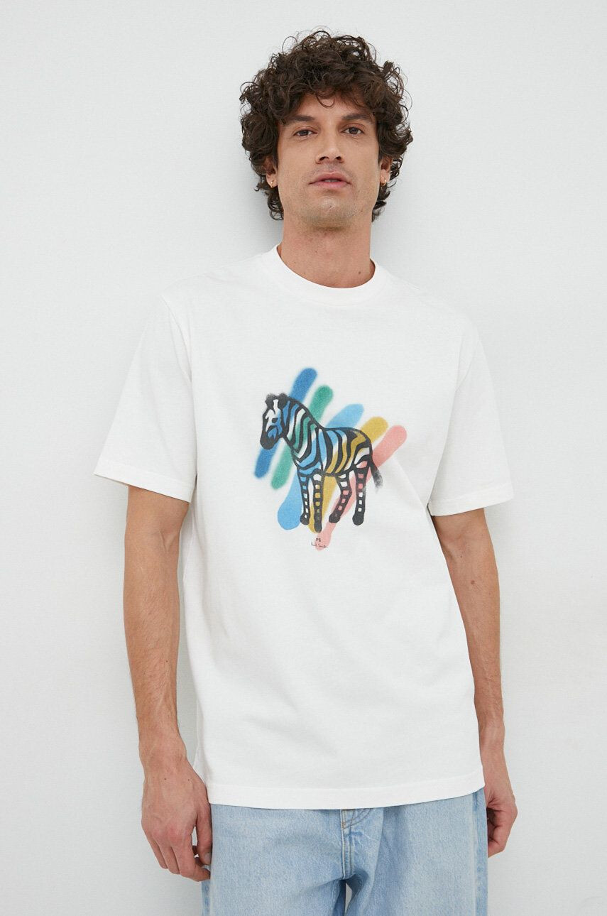 PS Paul Smith tricou din bumbac culoarea alb cu imprimeu - Pled.ro