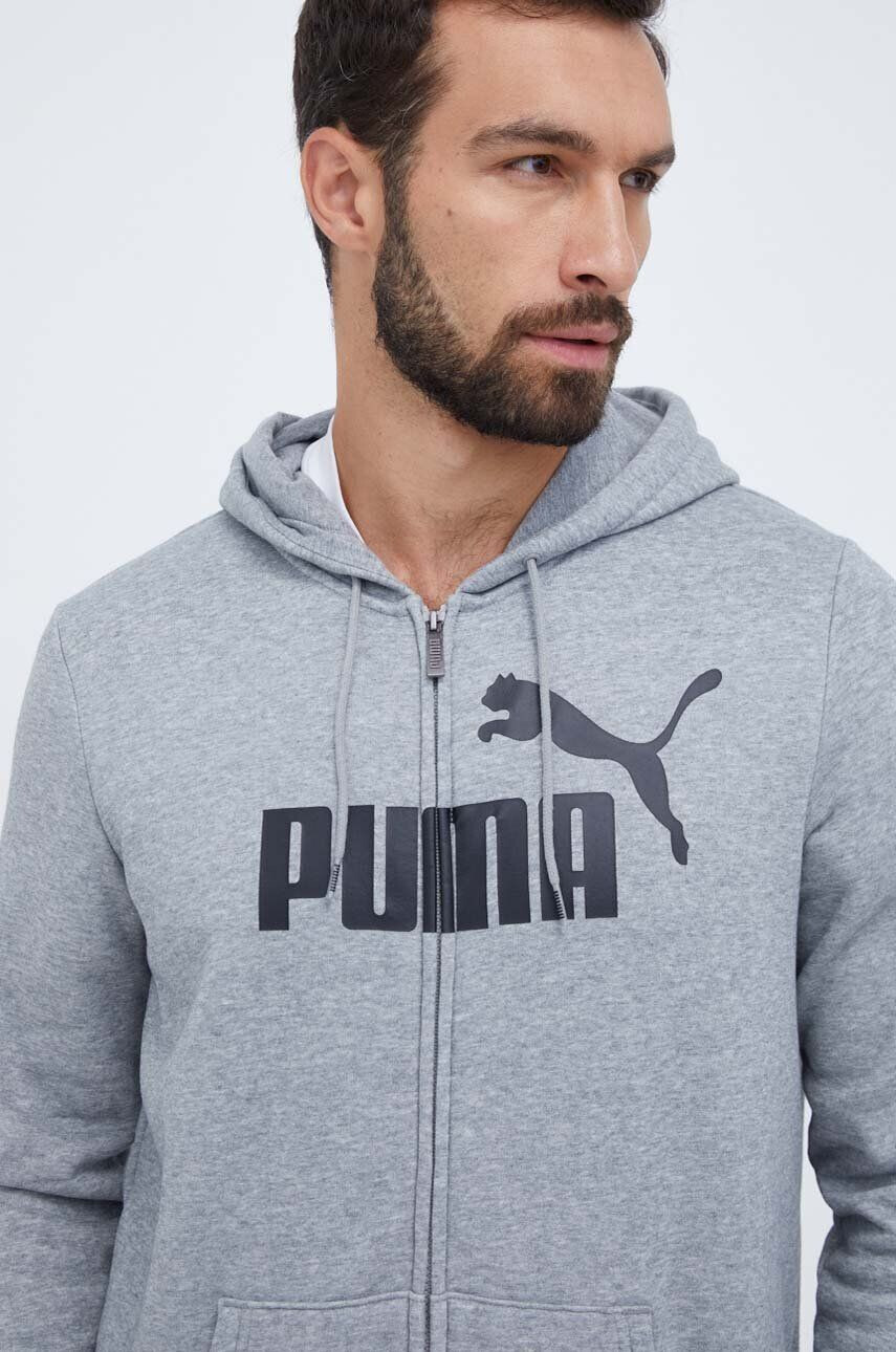 Puma bluza barbati culoarea gri cu glugă cu imprimeu - Pled.ro