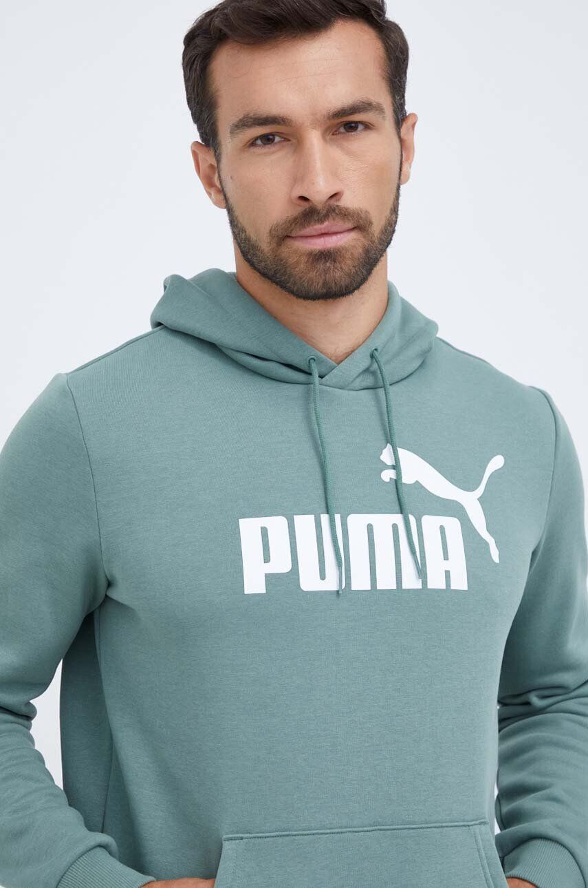 Puma bluza barbati culoarea verde cu glugă cu imprimeu - Pled.ro