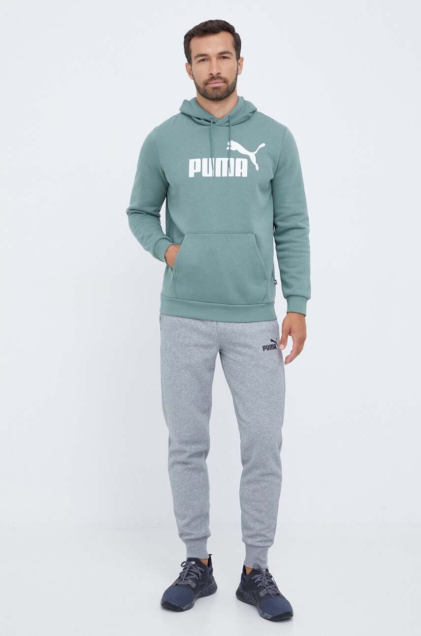 Puma bluza barbati culoarea verde cu glugă cu imprimeu - Pled.ro