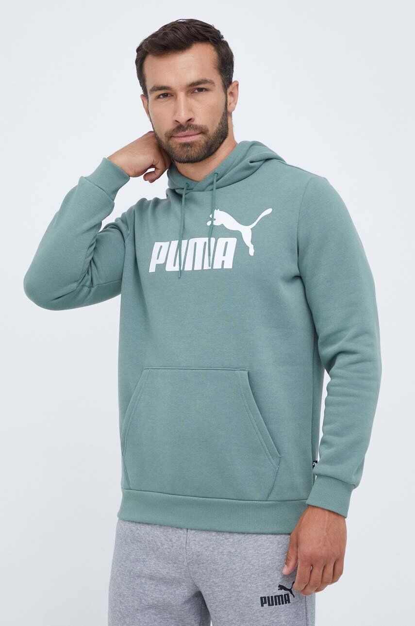 Puma bluza barbati culoarea verde cu glugă cu imprimeu - Pled.ro