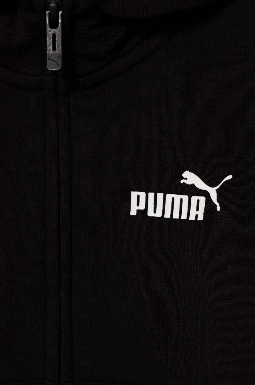 Puma bluza copii ESS Small Logo Full-Zip Hoodie TR G culoarea negru cu glugă neted - Pled.ro