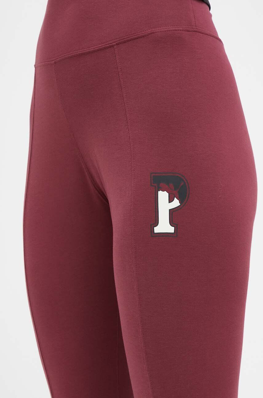 Puma colanti femei culoarea bordo cu imprimeu - Pled.ro