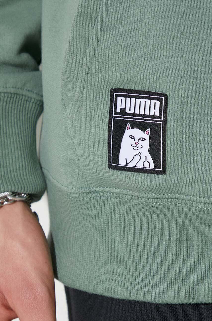 Puma hanorac de bumbac X RIPNDIP barbati culoarea verde cu glugă cu imprimeu - Pled.ro