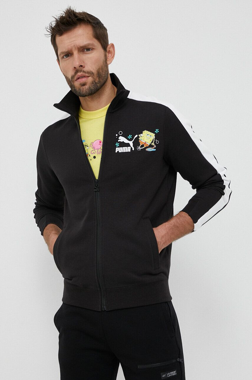 Puma hanorac de bumbac X SPONGEBOB barbati culoarea negru cu imprimeu - Pled.ro