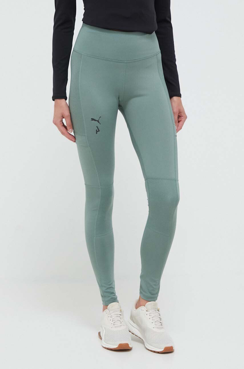 Puma leggins de alergare Seasons culoarea verde neted - Pled.ro