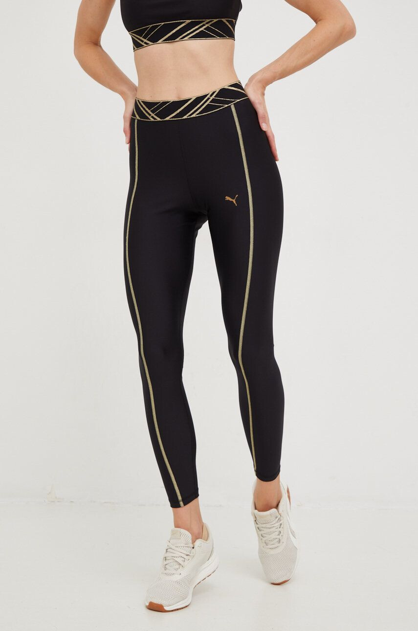 Puma leggins de antrenament Deco Glam femei culoarea negru cu imprimeu - Pled.ro