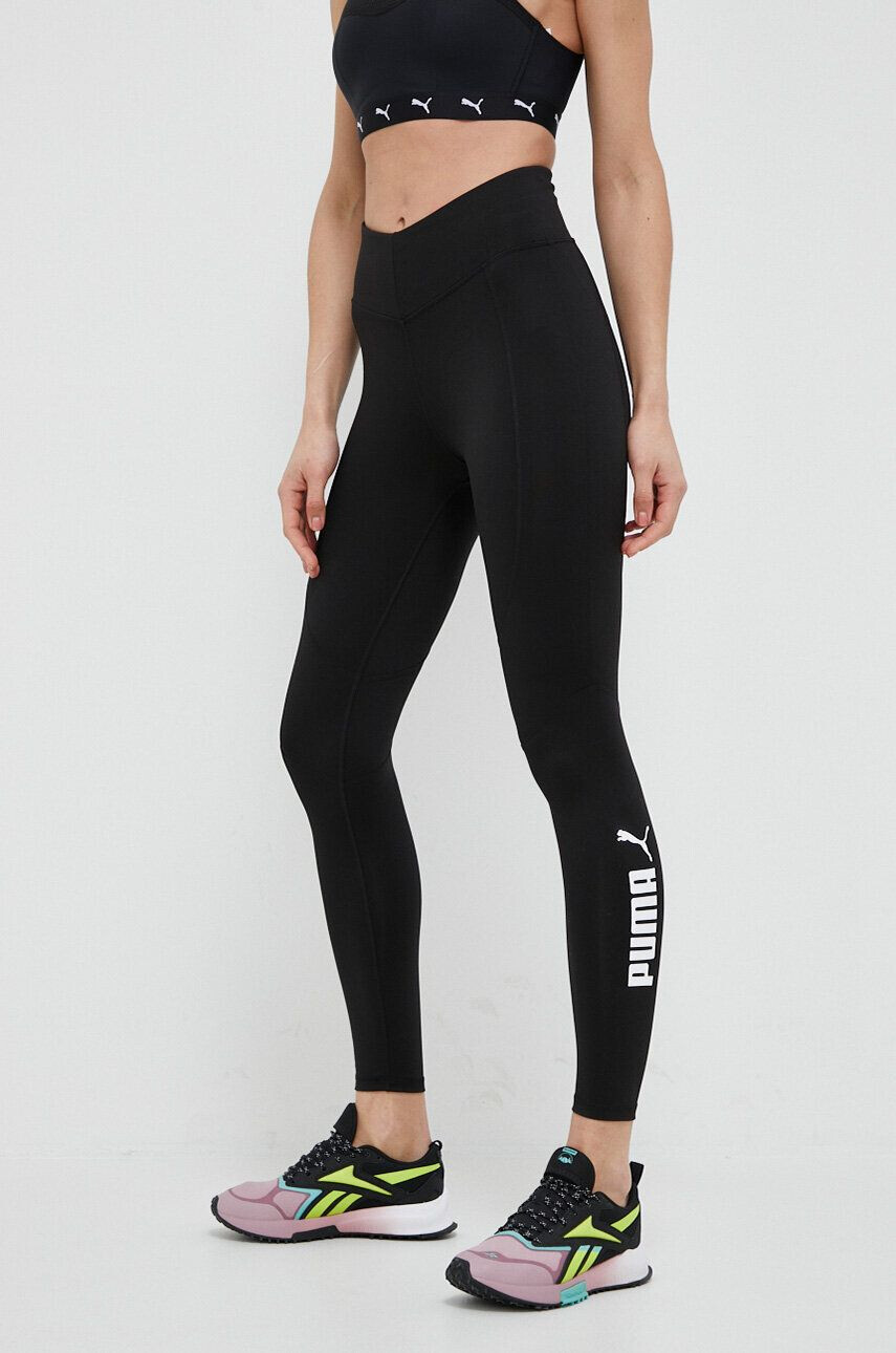 Puma leggins de antrenament Favorite Logo culoarea negru cu imprimeu - Pled.ro