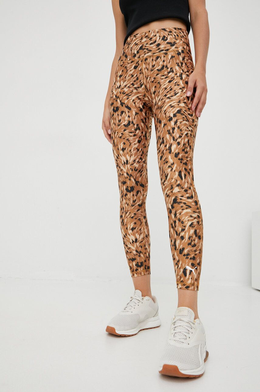 Puma leggins de antrenament Safari Glam femei culoarea maro modelator - Pled.ro