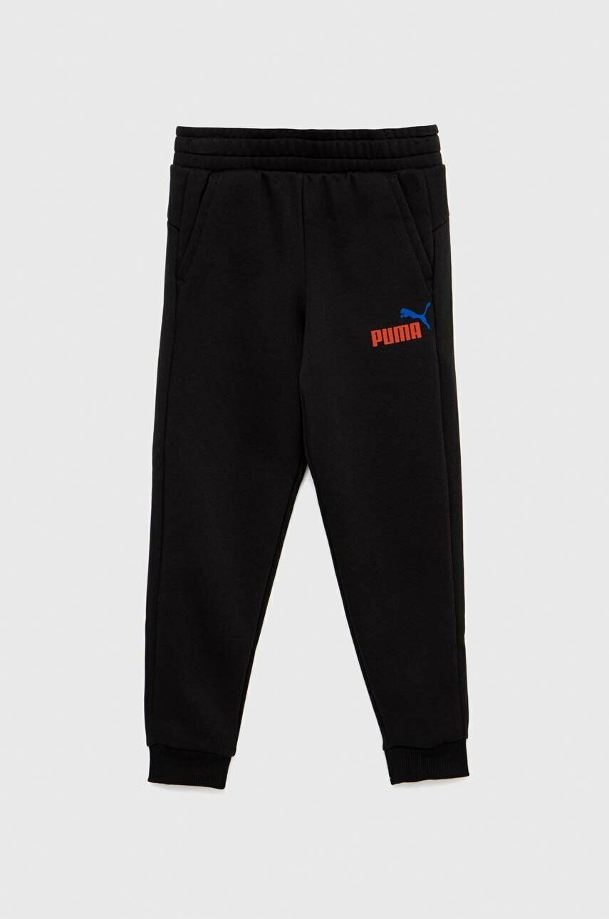 Puma pantaloni de trening pentru copii ESS+ 2 Col Logo Pants FL cl B culoarea negru cu imprimeu - Pled.ro