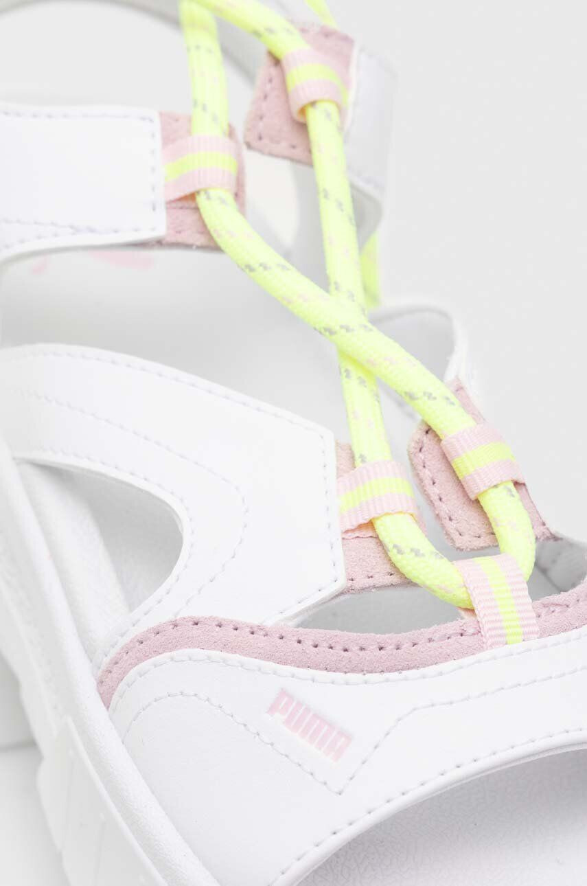 Puma sandale Mayze Sandal Laces Pop Wns femei culoarea alb cu platforma 390638-01 - Pled.ro