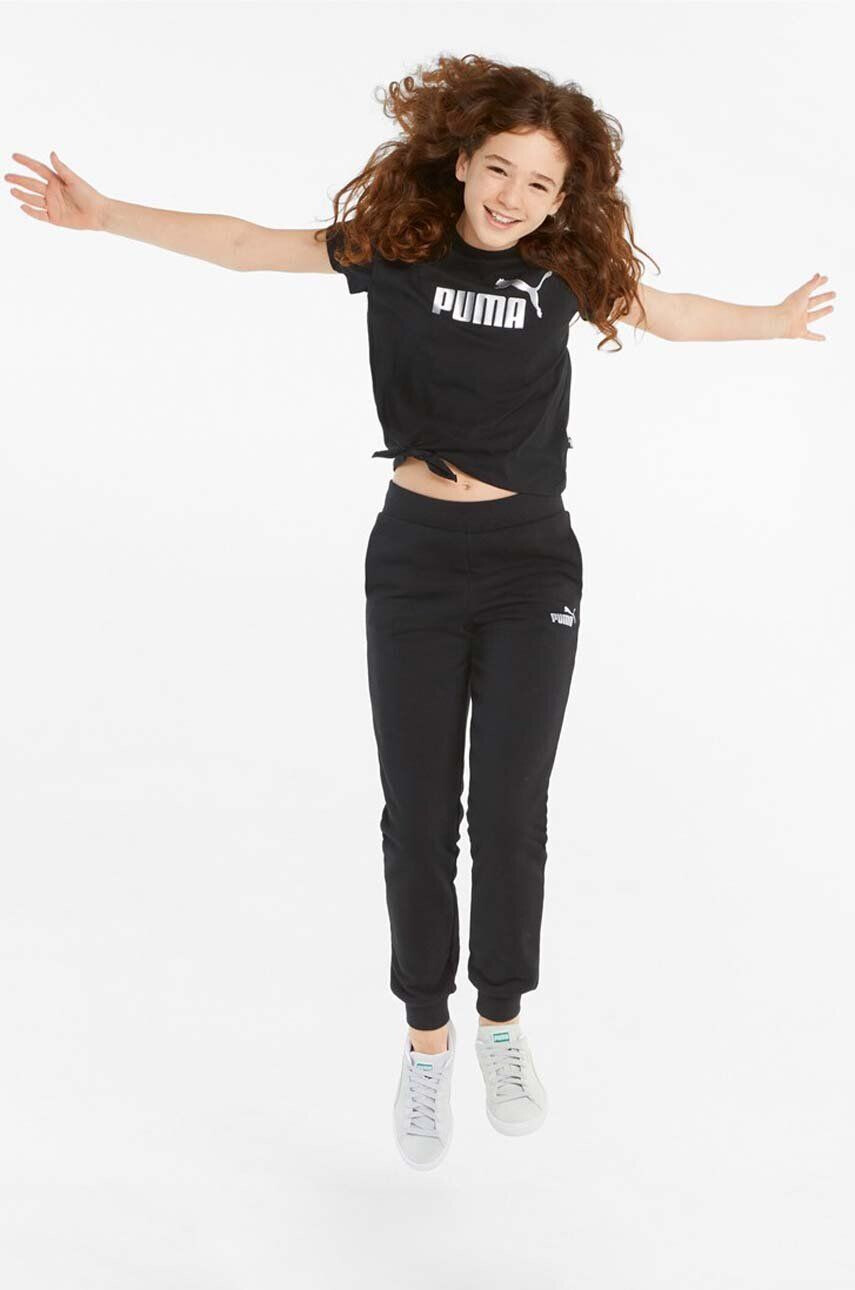 Puma tricou copii ESS+ Logo Knotted Tee G culoarea negru - Pled.ro