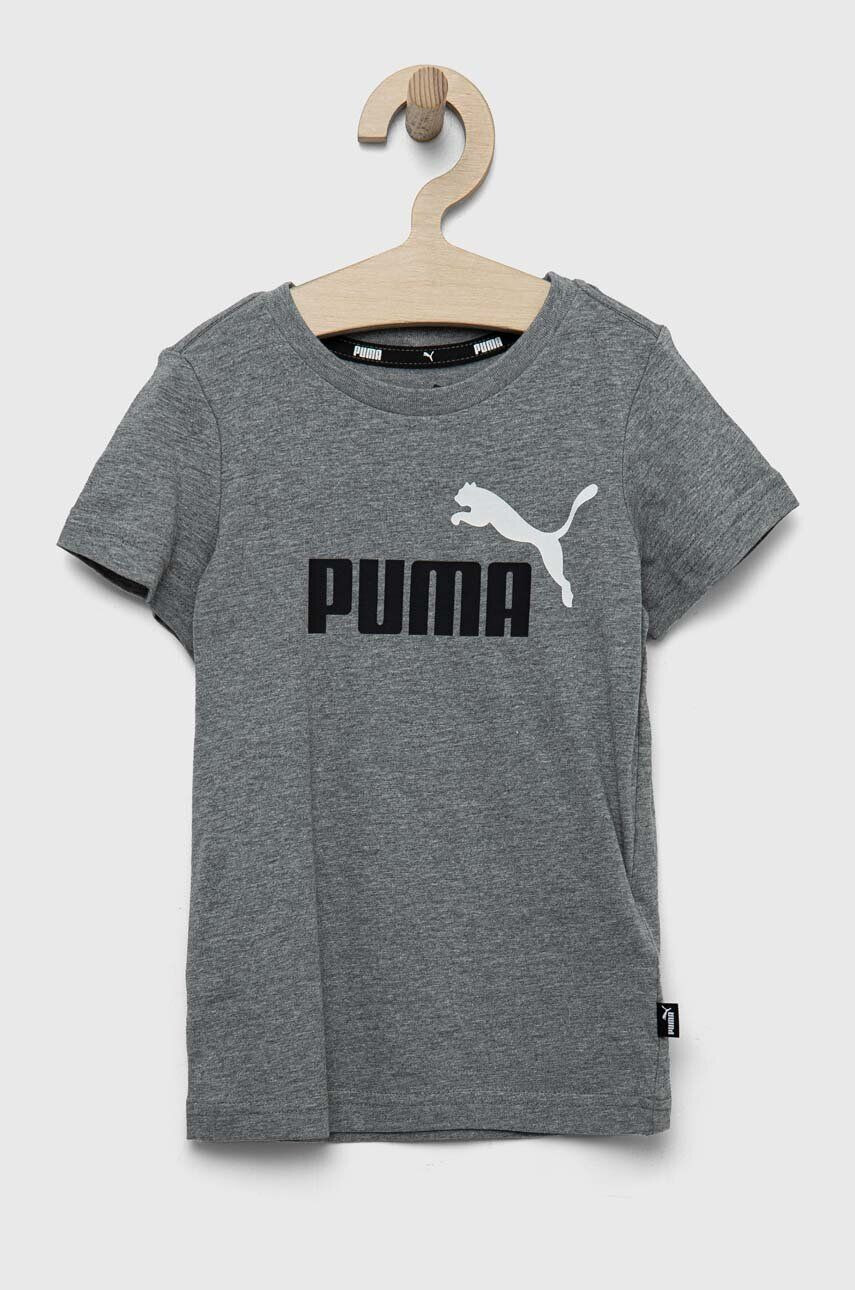 Puma tricou de bumbac pentru copii ESS+ 2 Col Logo Tee B culoarea gri cu imprimeu - Pled.ro