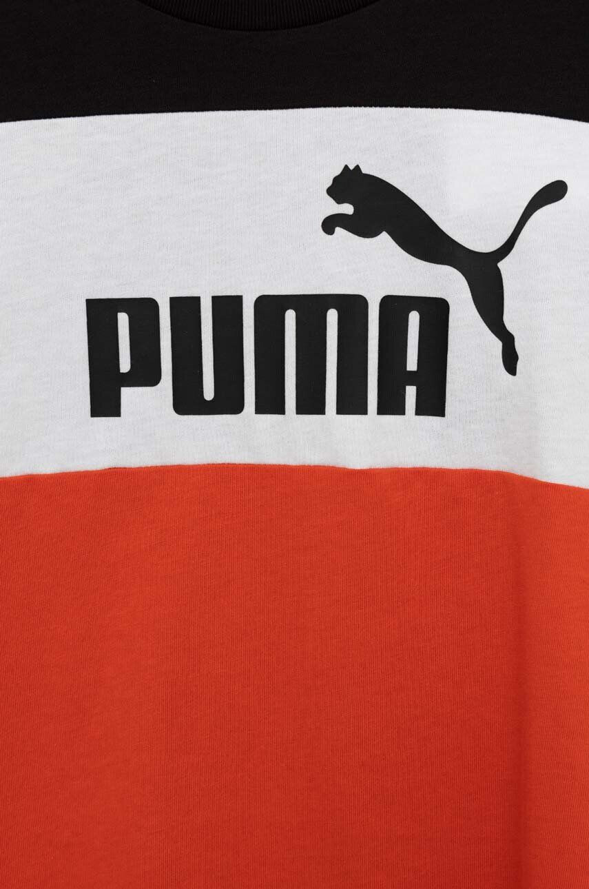 Puma tricou de bumbac pentru copii ESS Block Tee B culoarea portocaliu modelator - Pled.ro