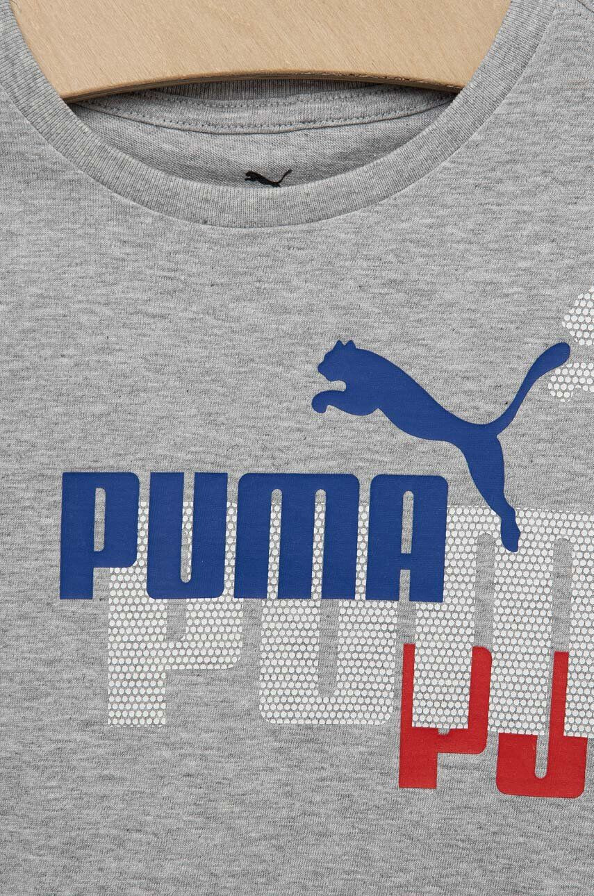 Puma tricou de bumbac pentru copii ESS+ LOGO POWER Tee B culoarea gri cu imprimeu - Pled.ro