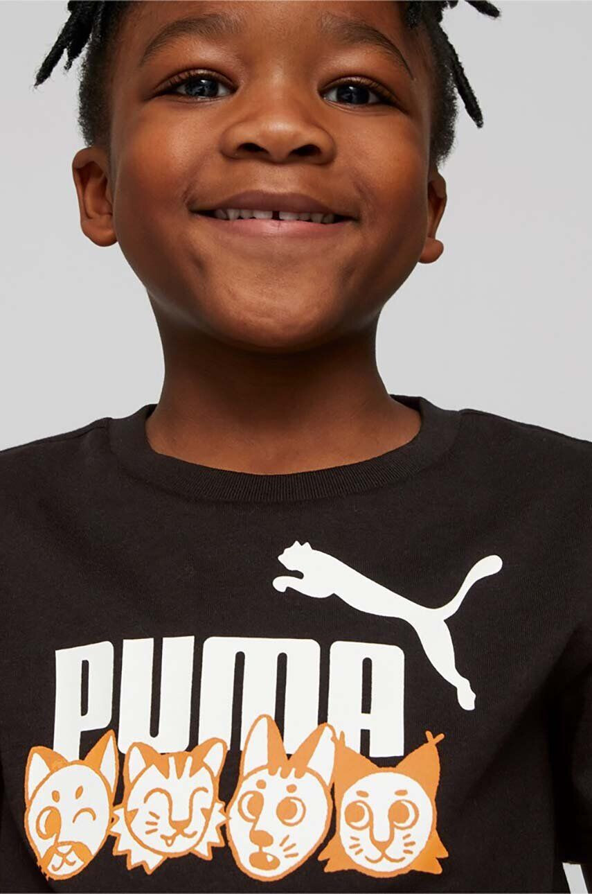 Puma tricou de bumbac pentru copii ESS+ MATES Tee culoarea negru cu imprimeu - Pled.ro