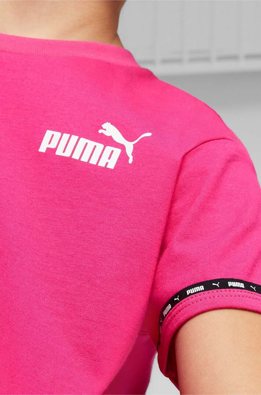 Puma tricou de bumbac pentru copii POWER Tape Tee G culoarea roz - Pled.ro