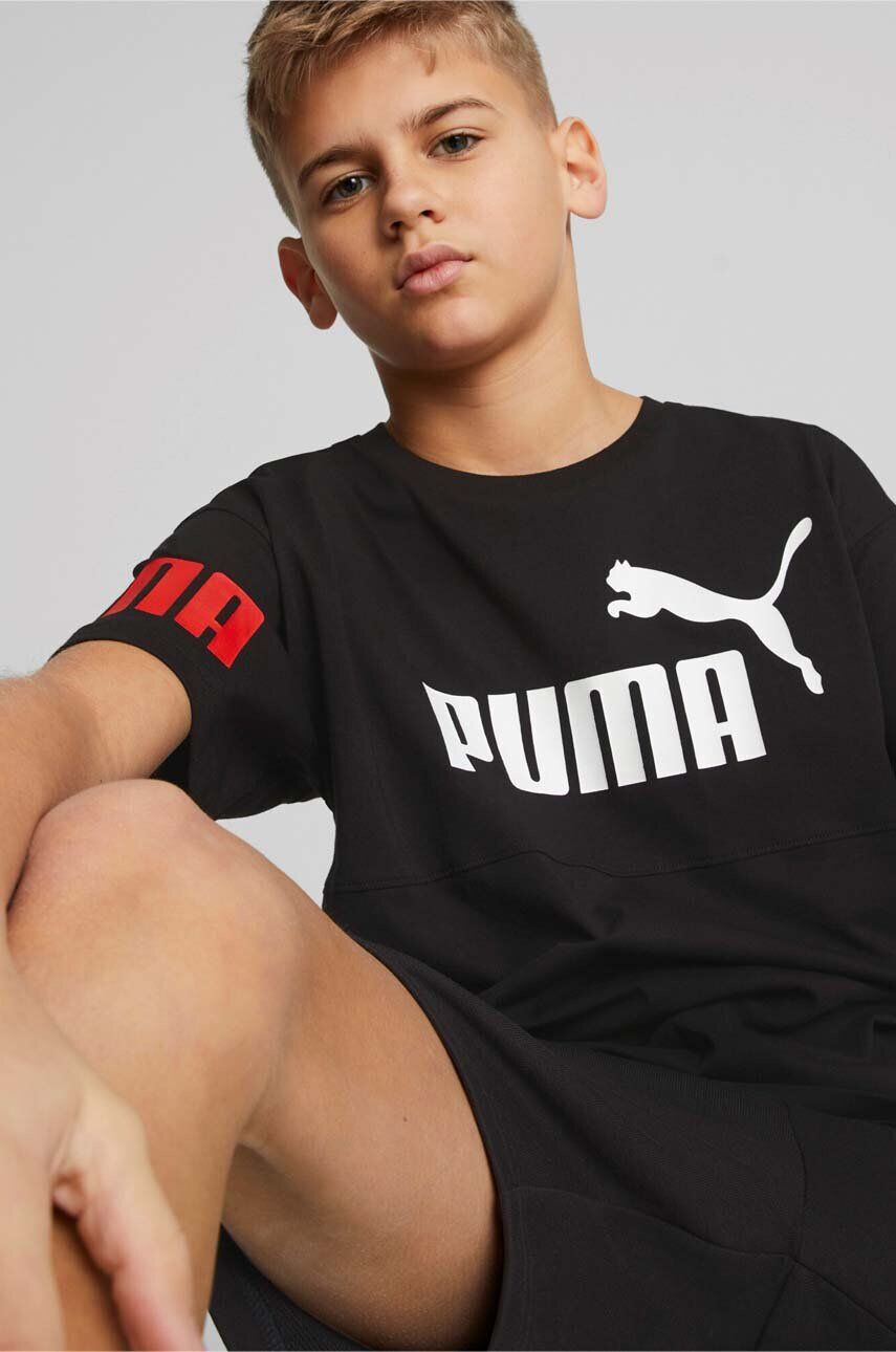 Puma tricou de bumbac pentru copii POWER Tee B culoarea negru cu imprimeu - Pled.ro