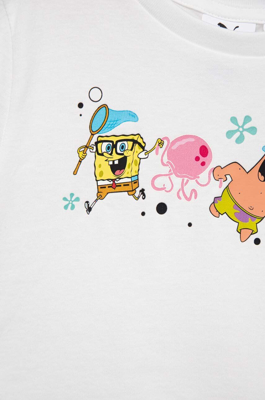 Puma tricou de bumbac pentru copii x SPONGEBOB Girls Tee culoarea alb - Pled.ro