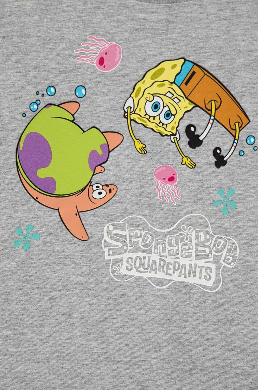 Puma tricou de bumbac pentru copii x SPONGEBOB Tee culoarea gri cu imprimeu - Pled.ro