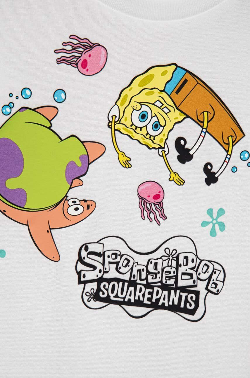 Puma tricou de bumbac pentru copii x SPONGEBOB Tee culoarea alb - Pled.ro