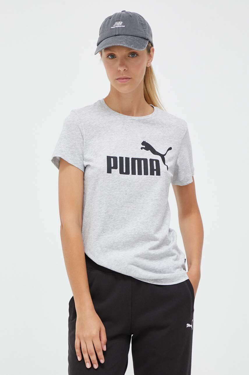 Puma tricou din bumbac culoarea gri - Pled.ro