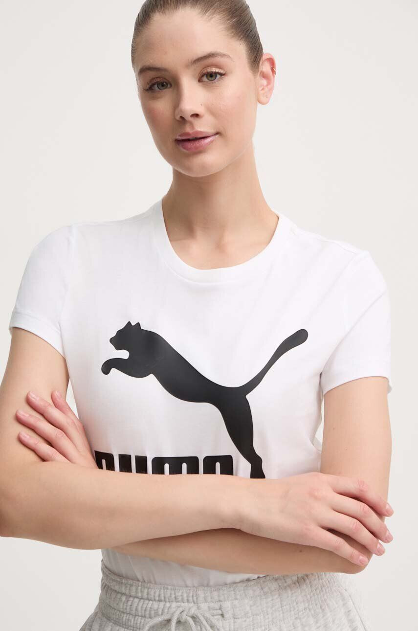 Puma tricou din bumbac Classic Logo Tee culoarea alb 530076.02-white - Pled.ro