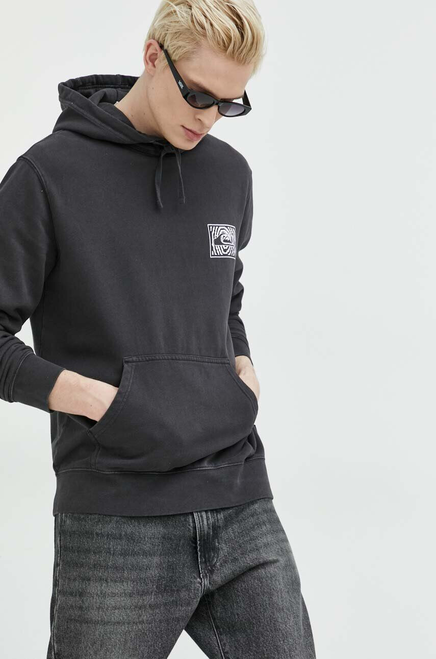 Quiksilver bluza barbati culoarea gri cu glugă cu imprimeu - Pled.ro