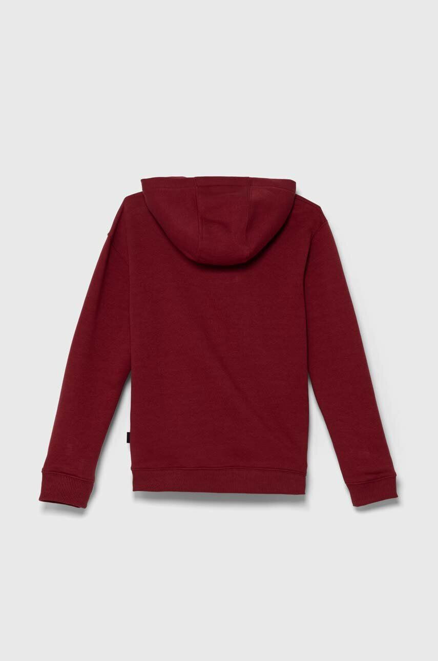 Quiksilver bluza copii GRAPHICHOODIE OTLR culoarea bordo cu glugă cu imprimeu - Pled.ro