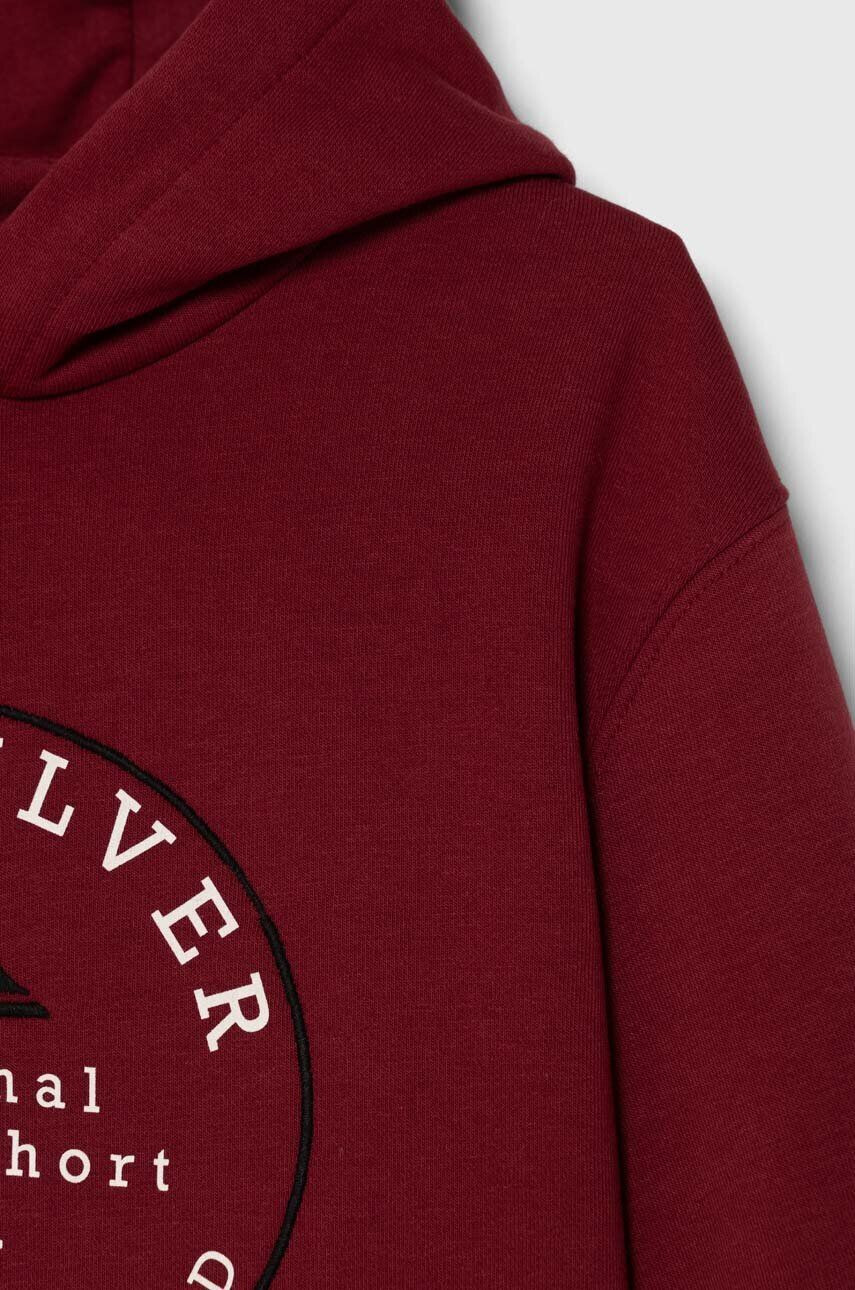 Quiksilver bluza copii GRAPHICHOODIE OTLR culoarea bordo cu glugă cu imprimeu - Pled.ro