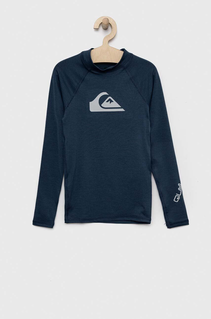 Quiksilver longsleeve copii culoarea albastru marin cu imprimeu - Pled.ro