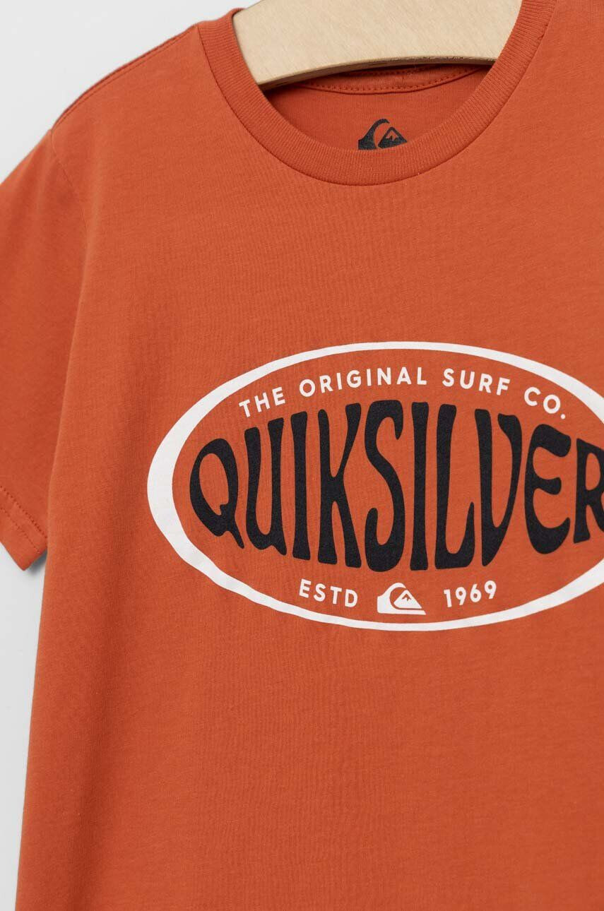 Quiksilver tricou de bumbac pentru copii culoarea portocaliu cu imprimeu - Pled.ro