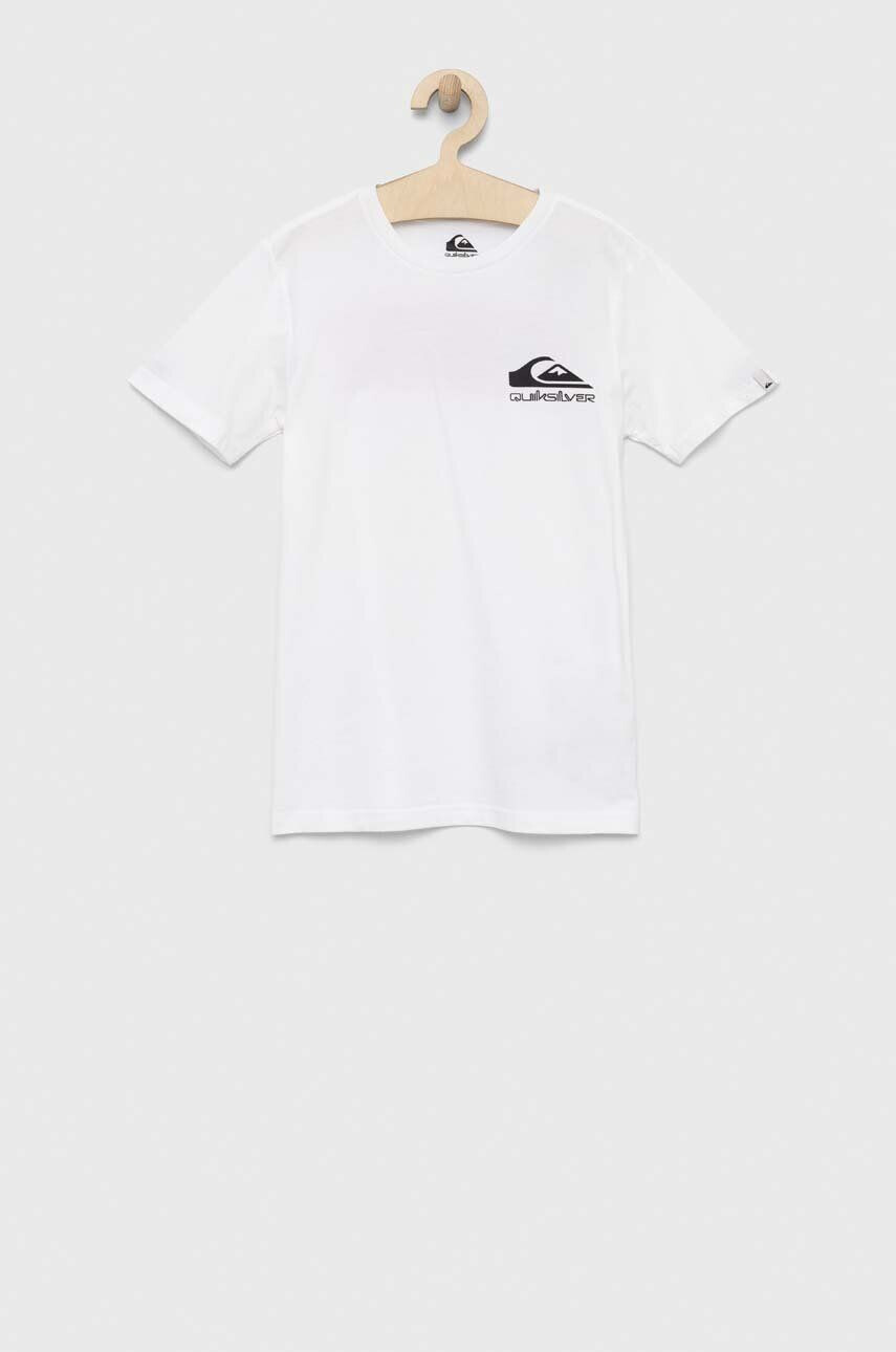 Quiksilver tricou de bumbac pentru copii culoarea alb cu imprimeu - Pled.ro