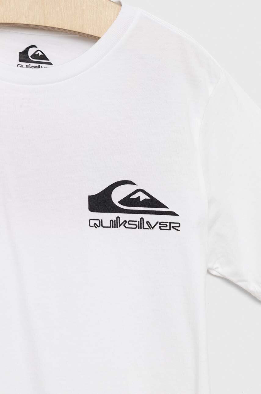 Quiksilver tricou de bumbac pentru copii culoarea alb cu imprimeu - Pled.ro