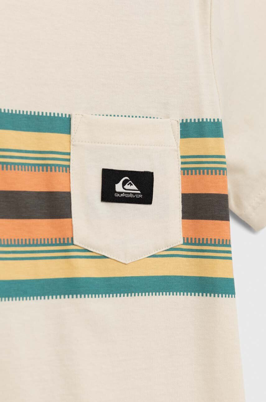 Quiksilver tricou de bumbac pentru copii culoarea bej cu imprimeu - Pled.ro