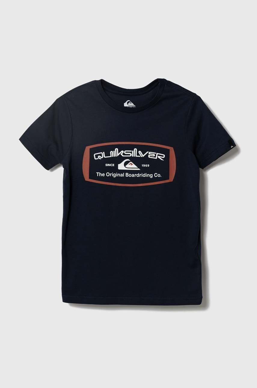 Quiksilver tricou de bumbac pentru copii QSMINDBARRELSSY TEES culoarea albastru marin cu imprimeu - Pled.ro