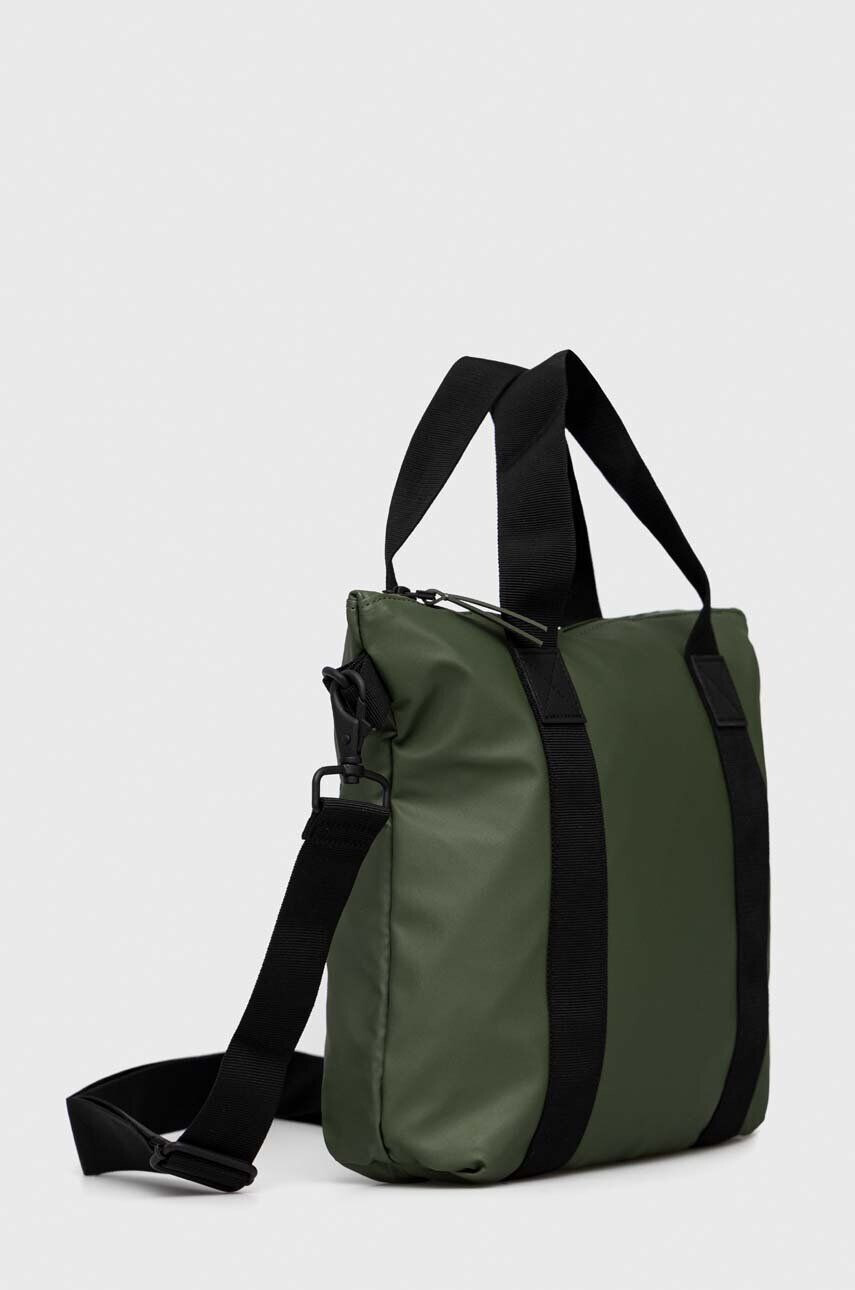 Rains borseta 13920 Tote Bag Mini culoarea verde - Pled.ro